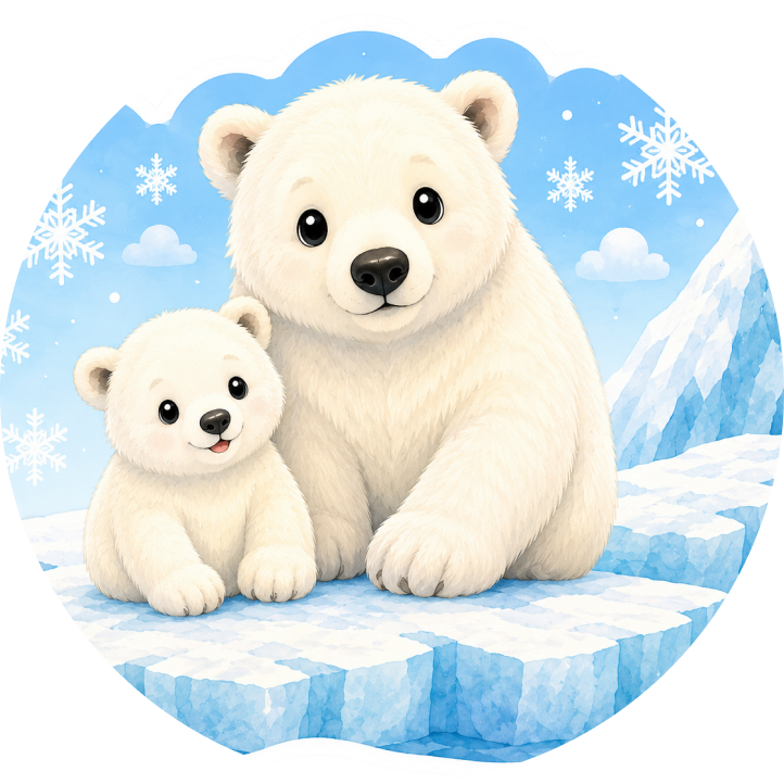 Polar bear and cub illustration